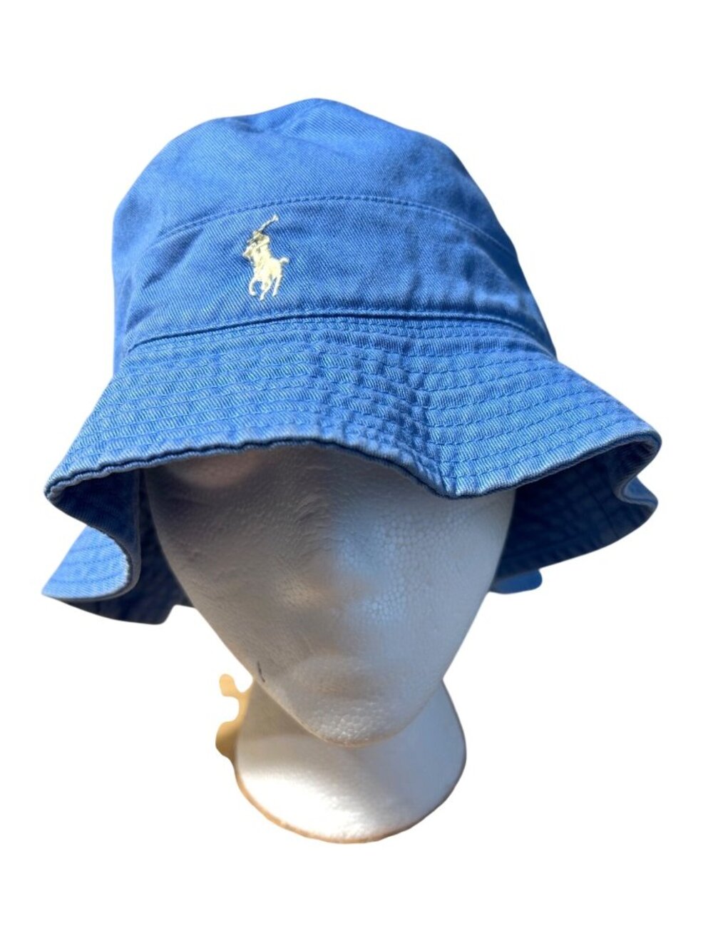 Polo Ralph Lauren Y2K One Size Blue Cotton Bucket Hat With Embroidered Logo